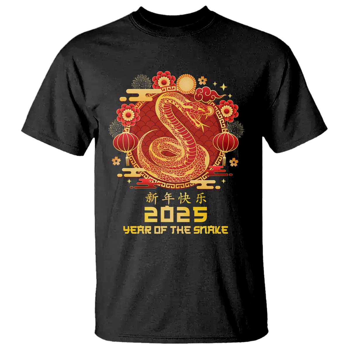 Year Of The Snake 2025 Lunar New Year T Shirt TS10 Black Print Your Wear