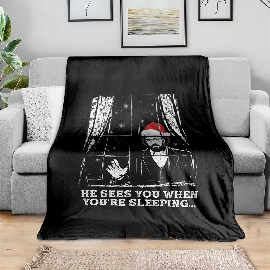 Stranger Christmas Throw Blanket Funny Murray He Sees You Vintage TS10 Print Your Wear