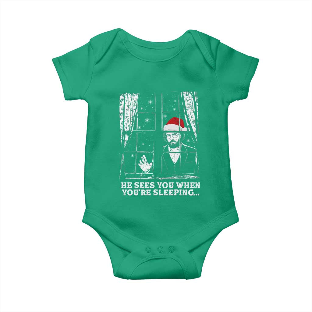 Stranger Christmas Baby Onesie Funny Murray He Sees You Vintage TS10 Irish Green Print Your Wear
