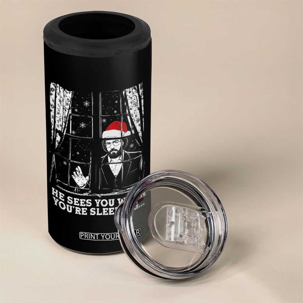 Stranger Christmas 4 in 1 Can Cooler Tumbler Funny Murray He Sees You Vintage TS10 Print Your Wear