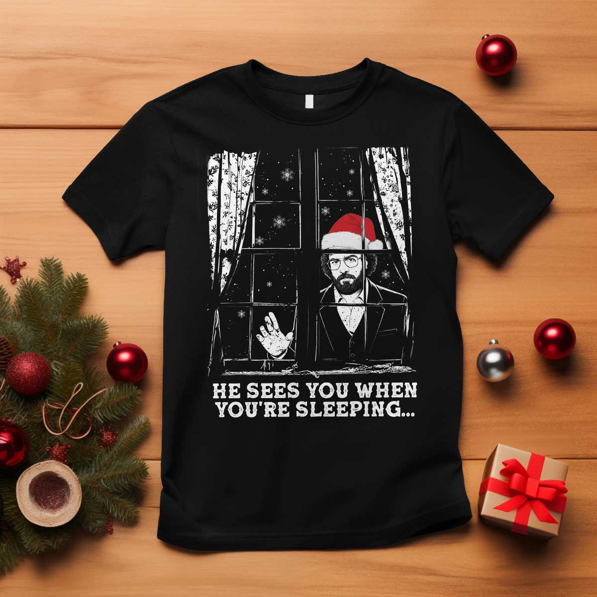 Stranger Christmas T Shirt Funny Murray He Sees You Vintage TS10 Black Print Your Wear