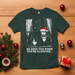 Stranger Christmas T Shirt Funny Murray He Sees You Vintage TS10 Dark Forest Green Print Your Wear