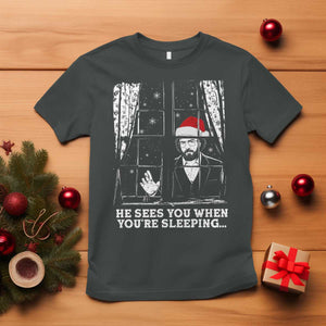 Stranger Christmas T Shirt Funny Murray He Sees You Vintage TS10 Dark Heather Print Your Wear