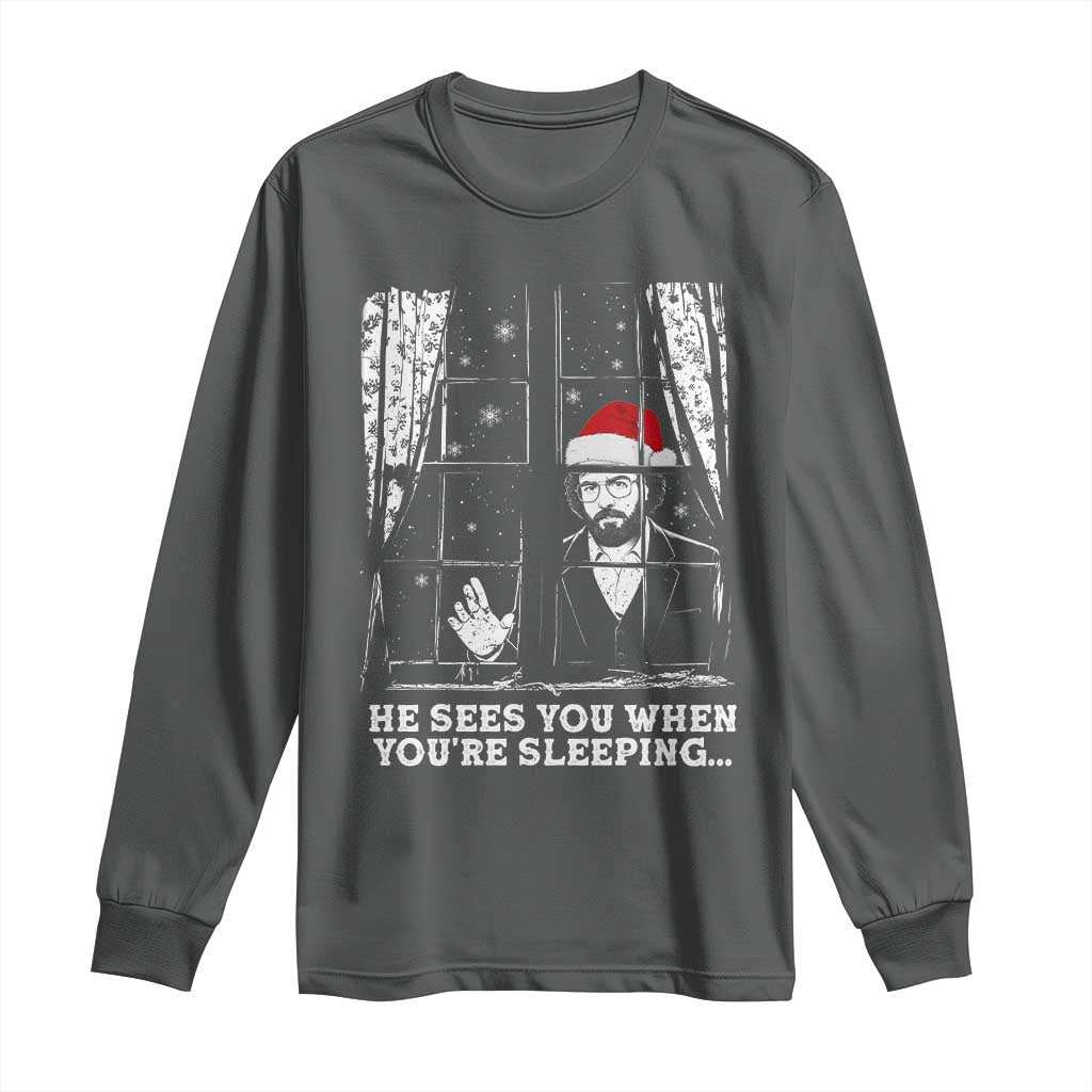 Stranger Christmas Long Sleeve Shirt Funny Murray He Sees You Vintage TS10 Dark Heather Print Your Wear
