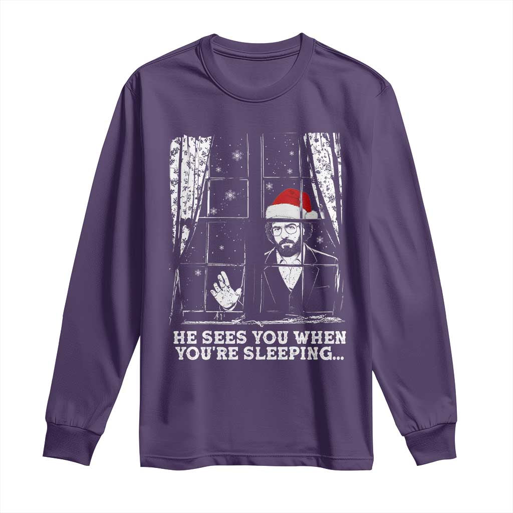 Stranger Christmas Long Sleeve Shirt Funny Murray He Sees You Vintage TS10 Purple Print Your Wear