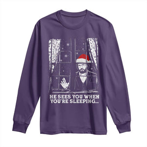 Stranger Christmas Long Sleeve Shirt Funny Murray He Sees You Vintage TS10 Purple Print Your Wear