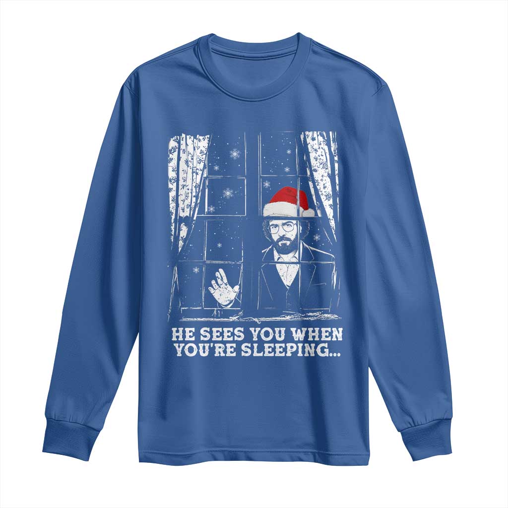 Stranger Christmas Long Sleeve Shirt Funny Murray He Sees You Vintage TS10 Royal Blue Print Your Wear