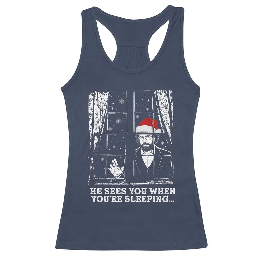 Stranger Christmas Racerback Tank Top Funny Murray He Sees You Vintage TS10 Navy Print Your Wear