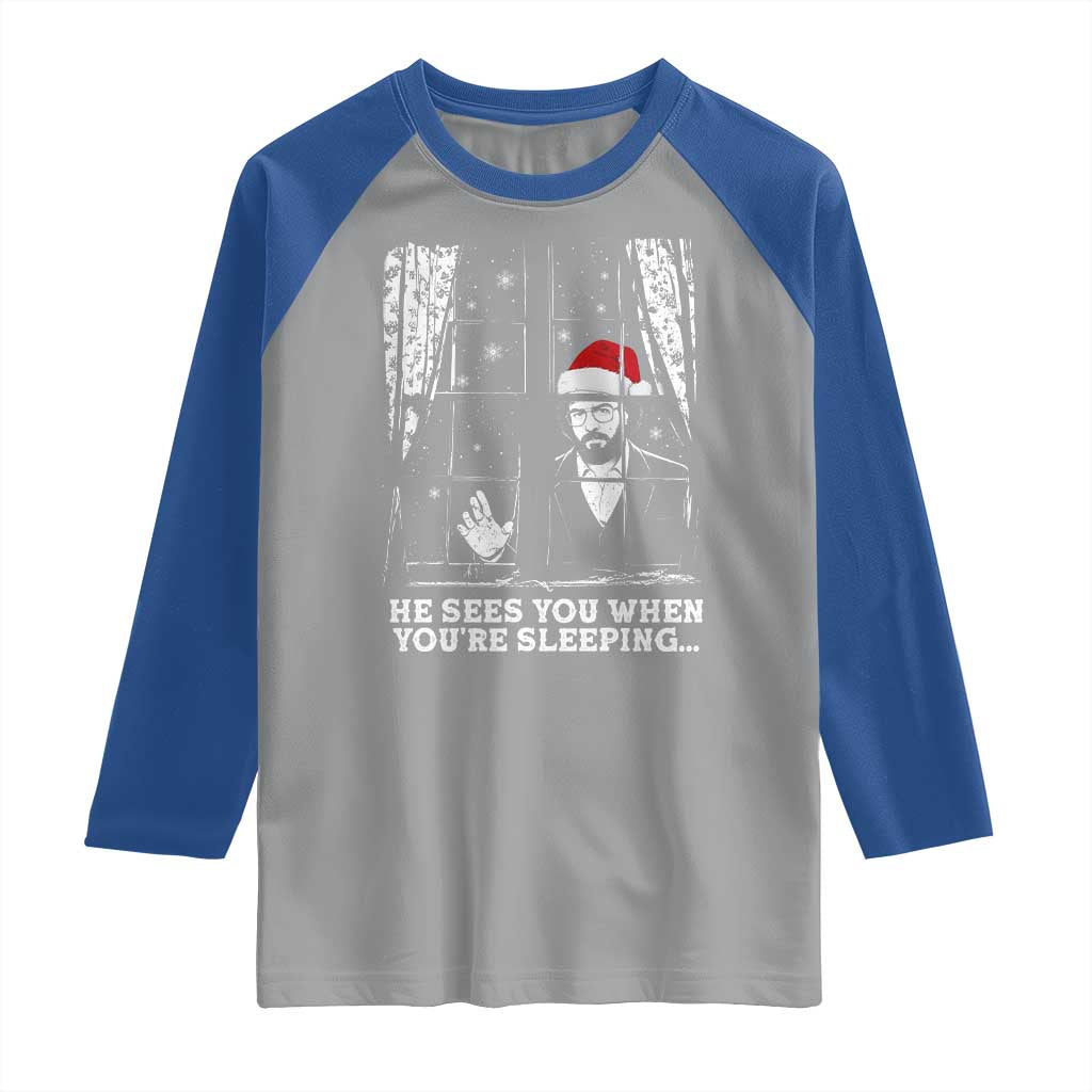 Stranger Christmas Raglan Shirt Funny Murray He Sees You Vintage TS10 Sport Gray Royal Print Your Wear