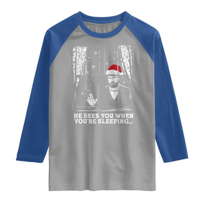 Stranger Christmas Raglan Shirt Funny Murray He Sees You Vintage TS10 Sport Gray Royal Print Your Wear