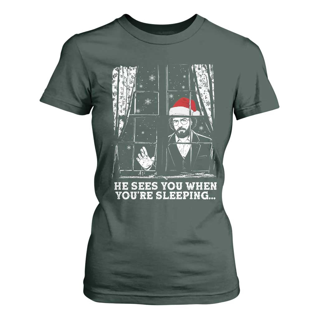Stranger Christmas T Shirt For Women Funny Murray He Sees You Vintage TS10 Dark Forest Green Print Your Wear