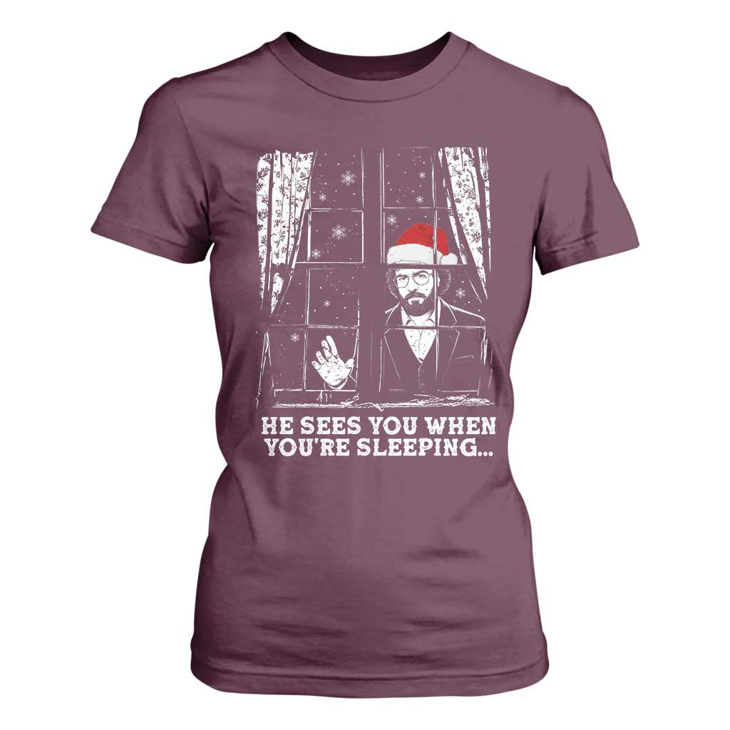 Stranger Christmas T Shirt For Women Funny Murray He Sees You Vintage TS10 Maroon Print Your Wear
