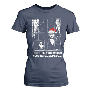 Stranger Christmas T Shirt For Women Funny Murray He Sees You Vintage TS10 Navy Print Your Wear