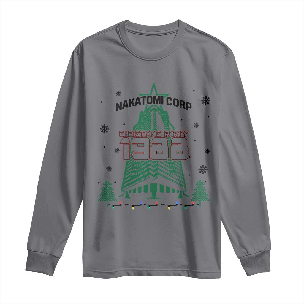 Vintage Nakatomi Plaza 1988 Christmas Party Long Sleeve Shirt TS10 Charcoal Print Your Wear