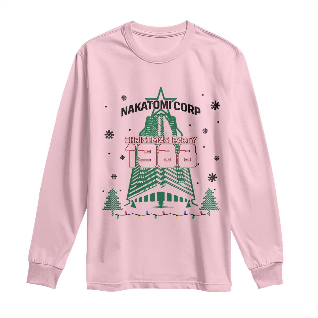 Vintage Nakatomi Plaza 1988 Christmas Party Long Sleeve Shirt TS10 Light Pink Print Your Wear