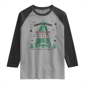Vintage Nakatomi Plaza 1988 Christmas Party Raglan Shirt TS10 Sport Gray Black Print Your Wear