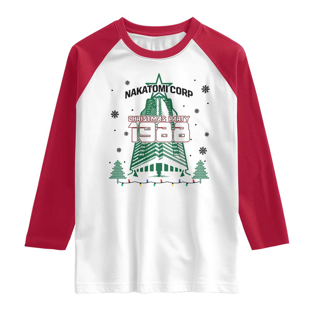 Vintage Nakatomi Plaza 1988 Christmas Party Raglan Shirt TS10 White Red Print Your Wear