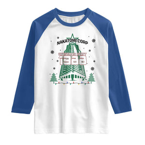 Vintage Nakatomi Plaza 1988 Christmas Party Raglan Shirt TS10 White Royal Print Your Wear
