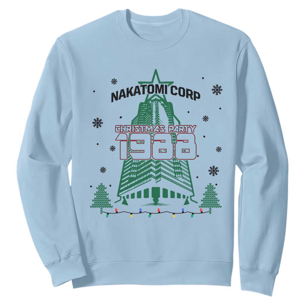 Vintage Nakatomi Plaza 1988 Christmas Party Sweatshirt TS10 Light Blue Print Your Wear