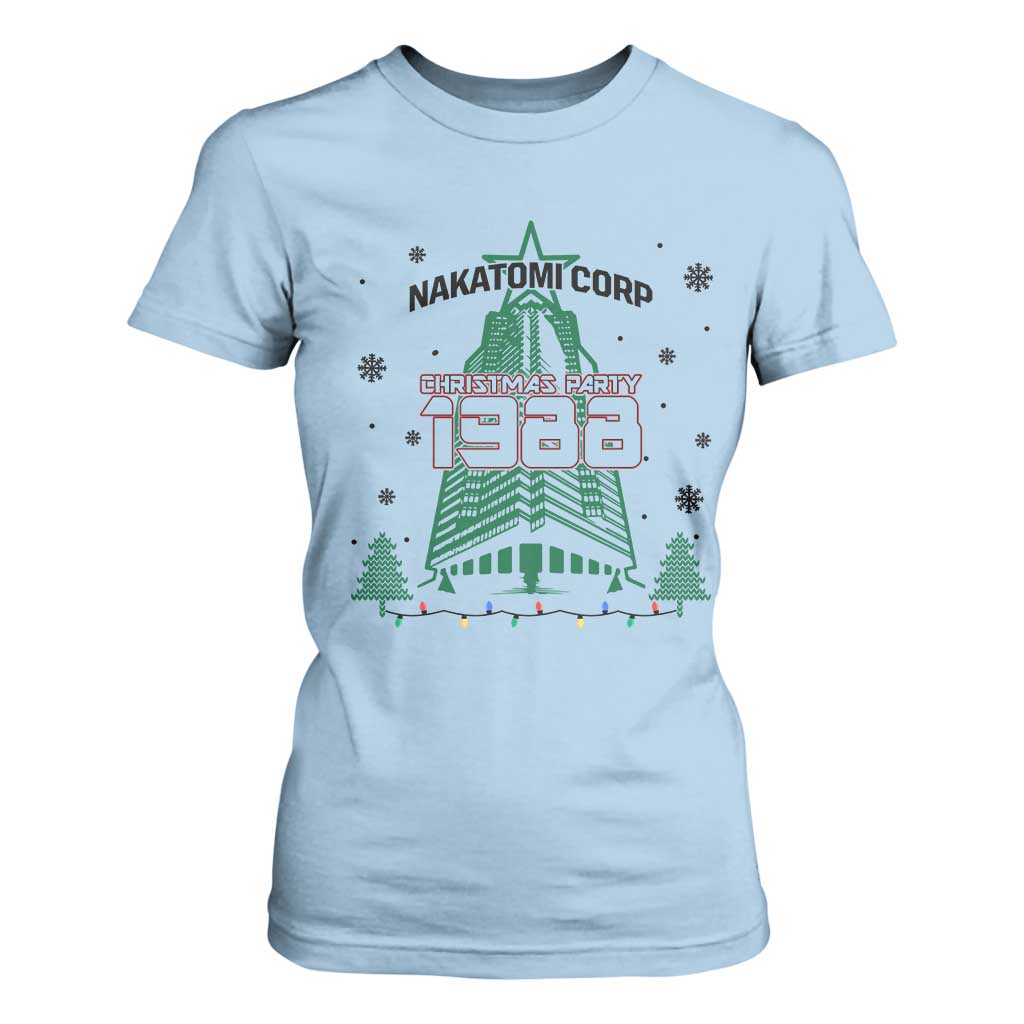 Vintage Nakatomi Plaza 1988 Christmas Party T Shirt For Women TS10 Light Blue Print Your Wear
