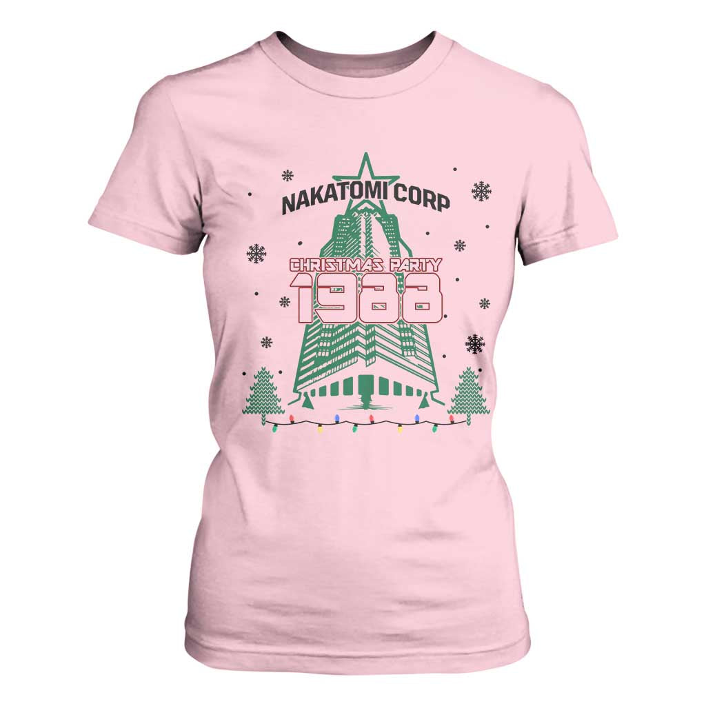 Vintage Nakatomi Plaza 1988 Christmas Party T Shirt For Women TS10 Light Pink Print Your Wear