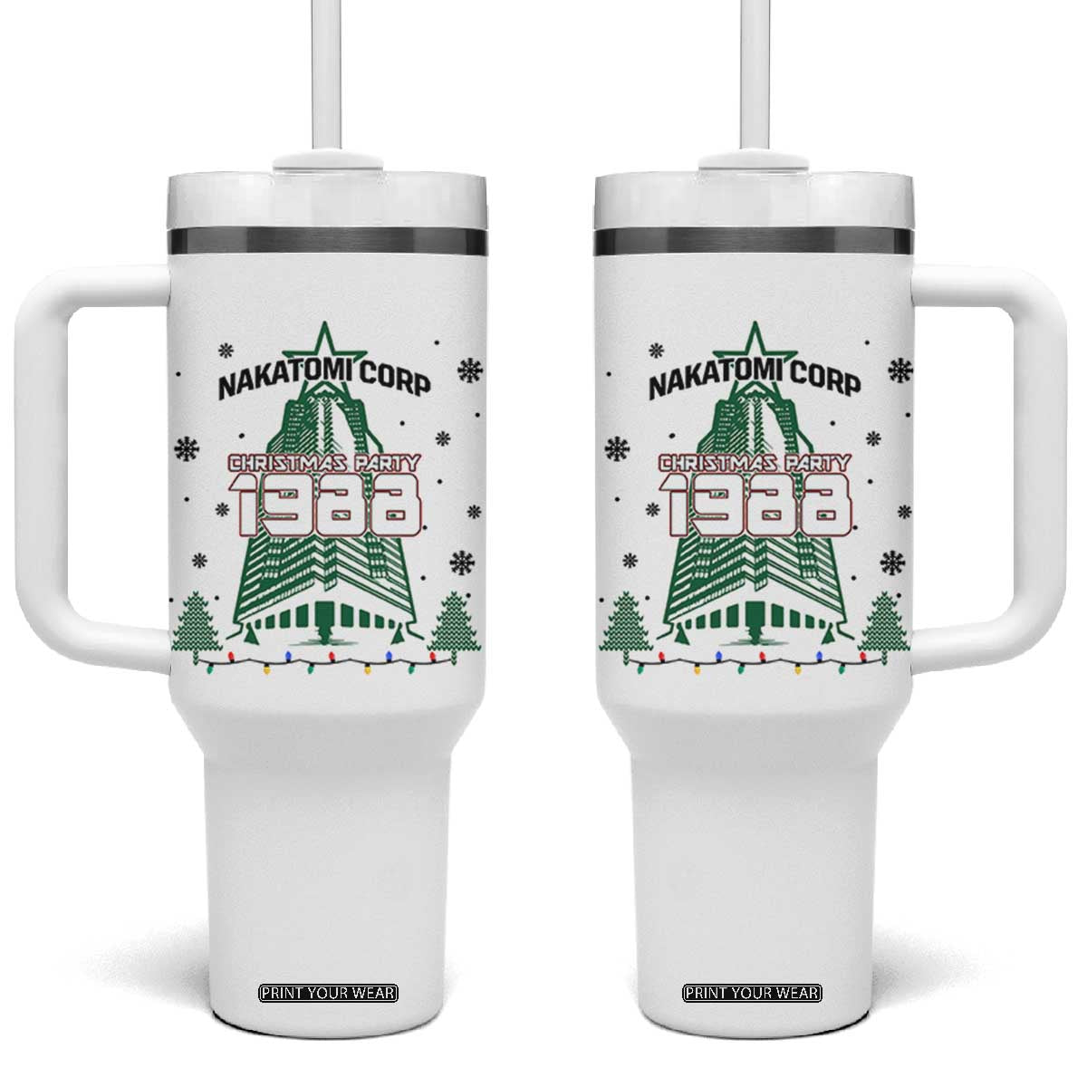 Vintage Nakatomi Plaza 1988 Christmas Party Tumbler With Handle TS10 One Size: 40 oz White Print Your Wear
