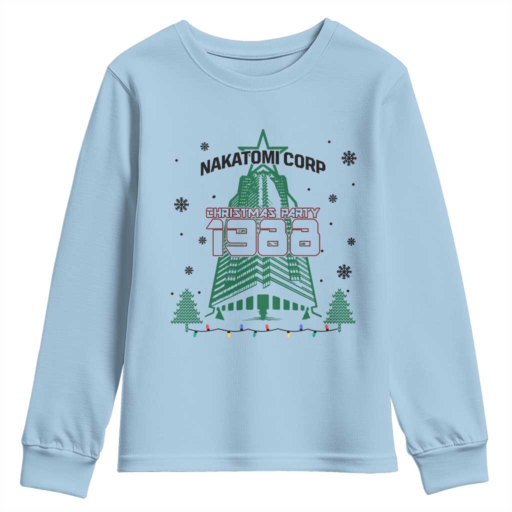 Vintage Nakatomi Plaza 1988 Christmas Party Youth Sweatshirt TS10 Light Blue Print Your Wear