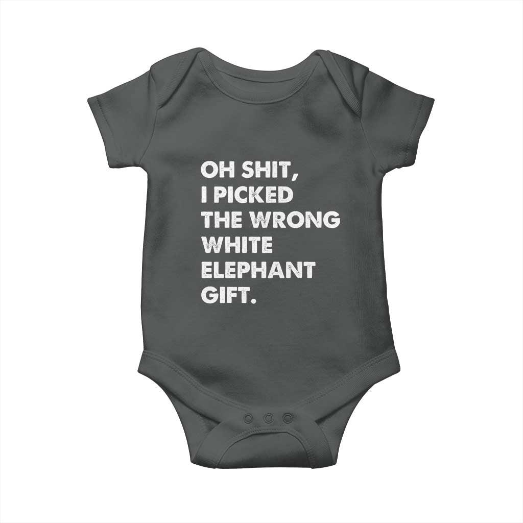 Oh Shit Funny White Elephant Gifts Baby Onesie TS10 Dark Heather Print Your Wear