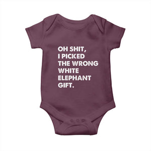 Oh Shit Funny White Elephant Gifts Baby Onesie TS10 Maroon Print Your Wear