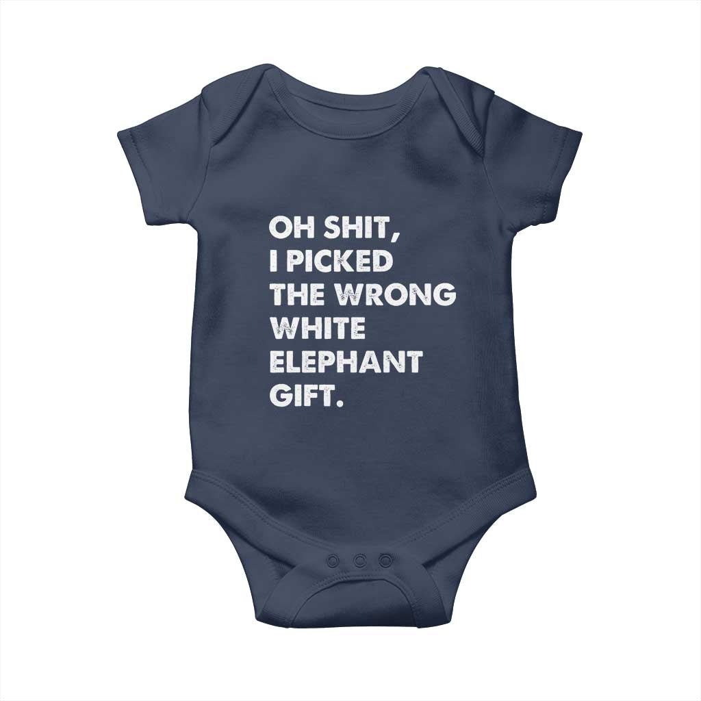 Oh Shit Funny White Elephant Gifts Baby Onesie TS10 Navy Print Your Wear