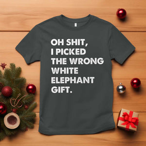 Oh Shit Funny White Elephant Gifts T Shirt TS10 Dark Heather Print Your Wear