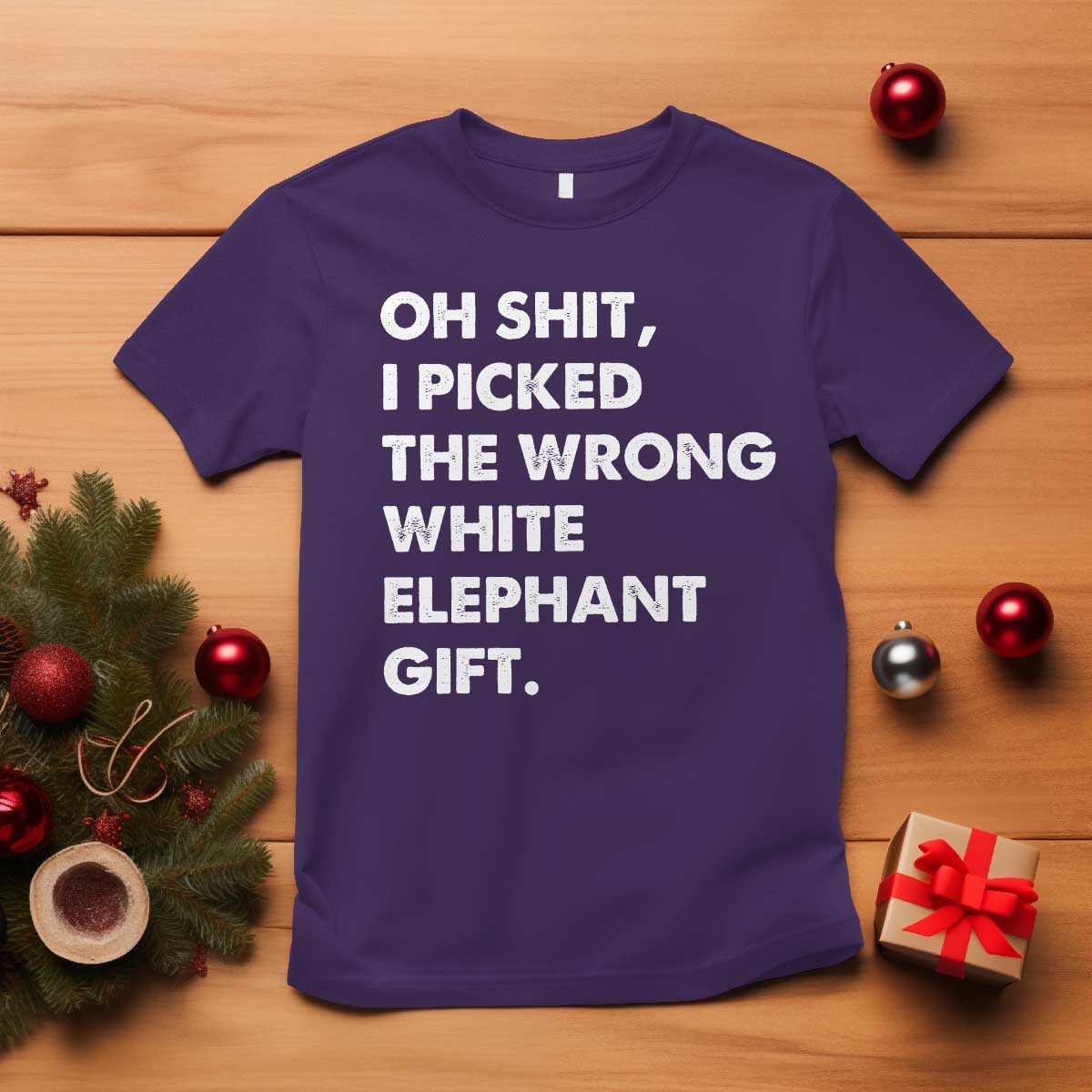 Oh Shit Funny White Elephant Gifts T Shirt TS10 Purple Print Your Wear