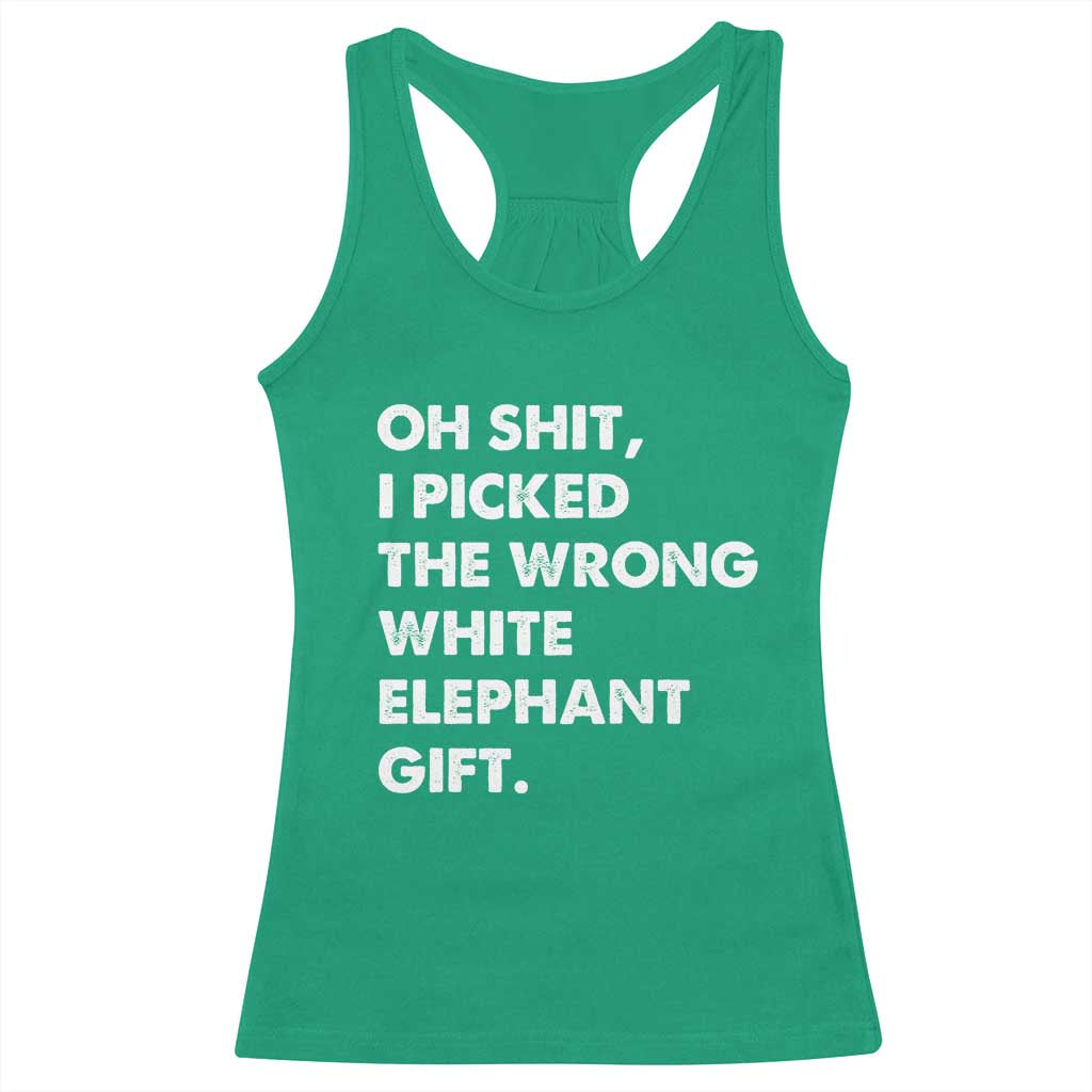 Oh Shit Funny White Elephant Gifts Racerback Tank Top TS10 Irish Green Print Your Wear
