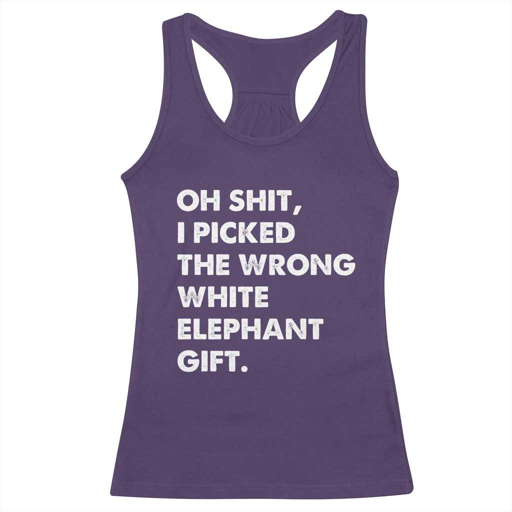 Oh Shit Funny White Elephant Gifts Racerback Tank Top TS10 Purple Print Your Wear