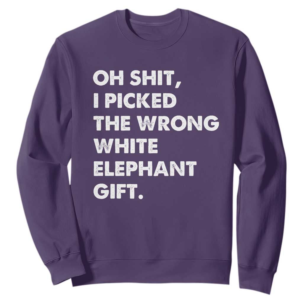 Oh Shit Funny White Elephant Gifts Sweatshirt TS10 Purple Print Your Wear