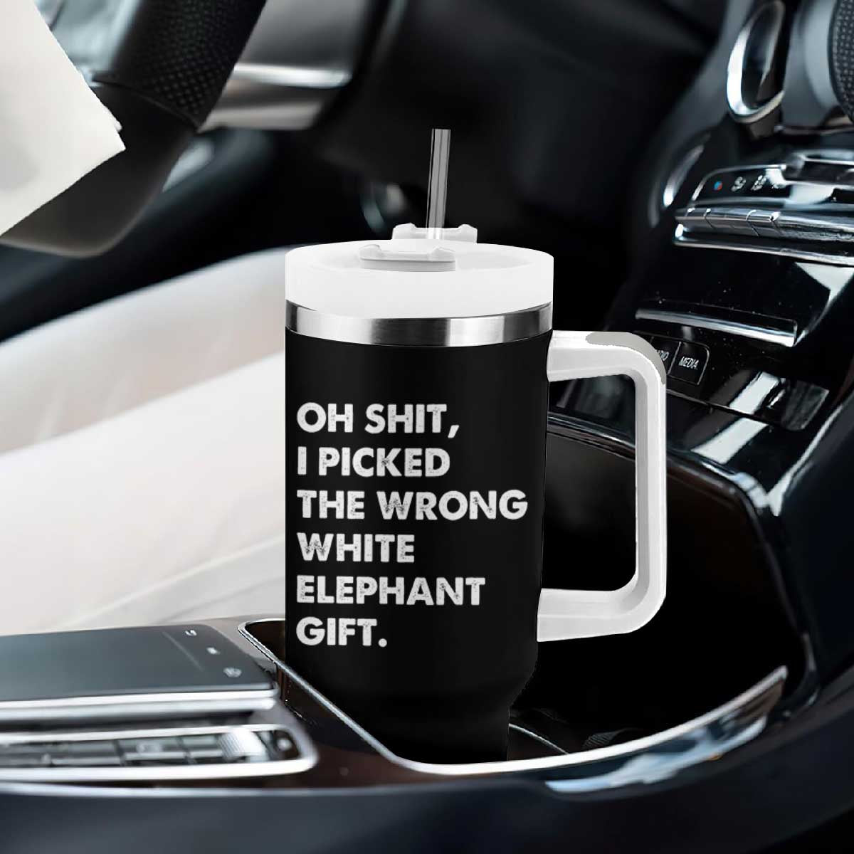 Oh Shit Funny White Elephant Gifts Tumbler With Handle TS10 Print Your Wear