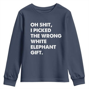 Oh Shit Funny White Elephant Gifts Youth Sweatshirt TS10 Navy Print Your Wear