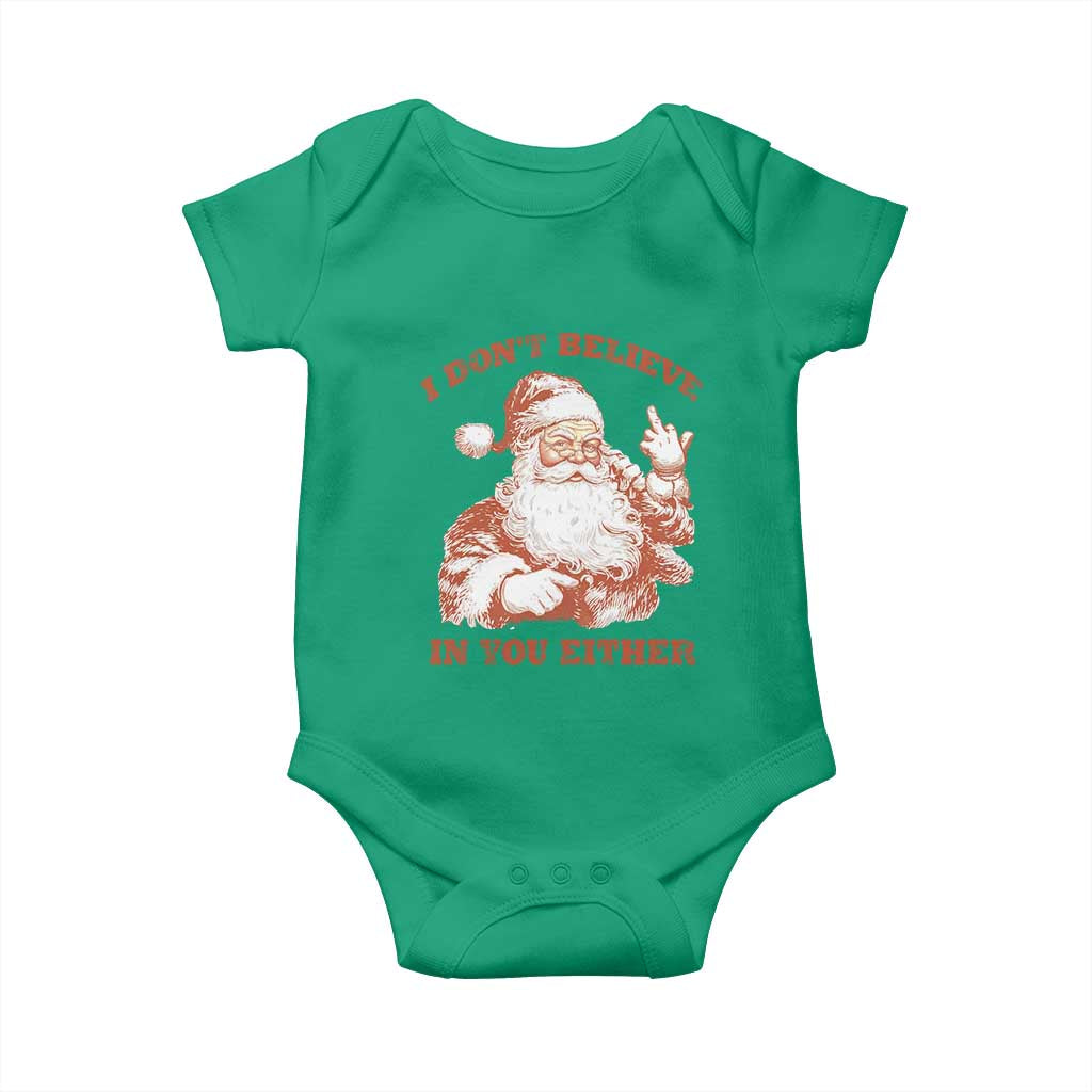 Retro Funny Santa Baby Onesie I Don't Believe In You Either 90s Christmas TS10 Irish Green Print Your Wear