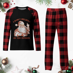 Retro Funny Santa Plaid Pajama Set I Don't Believe In You Either 90s Christmas TS10 Buffalo Plaid Print Your Wear