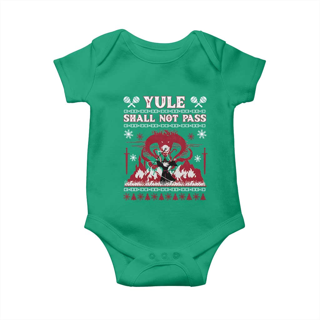 Christmas Yule Shall Not Pass Baby Onesie Fantasy Movie Ugly Xmas TS10 Irish Green Print Your Wear