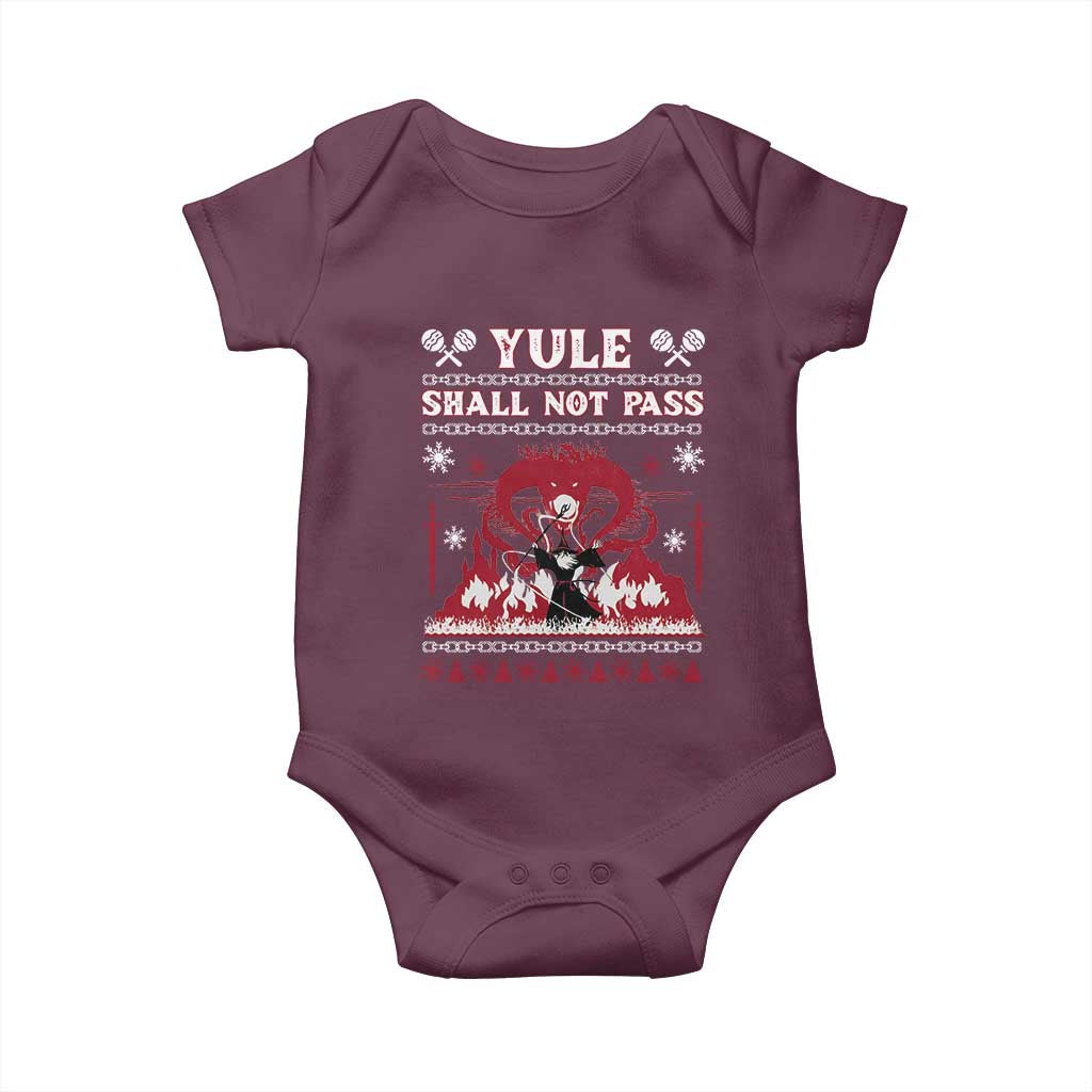 Christmas Yule Shall Not Pass Baby Onesie Fantasy Movie Ugly Xmas TS10 Maroon Print Your Wear