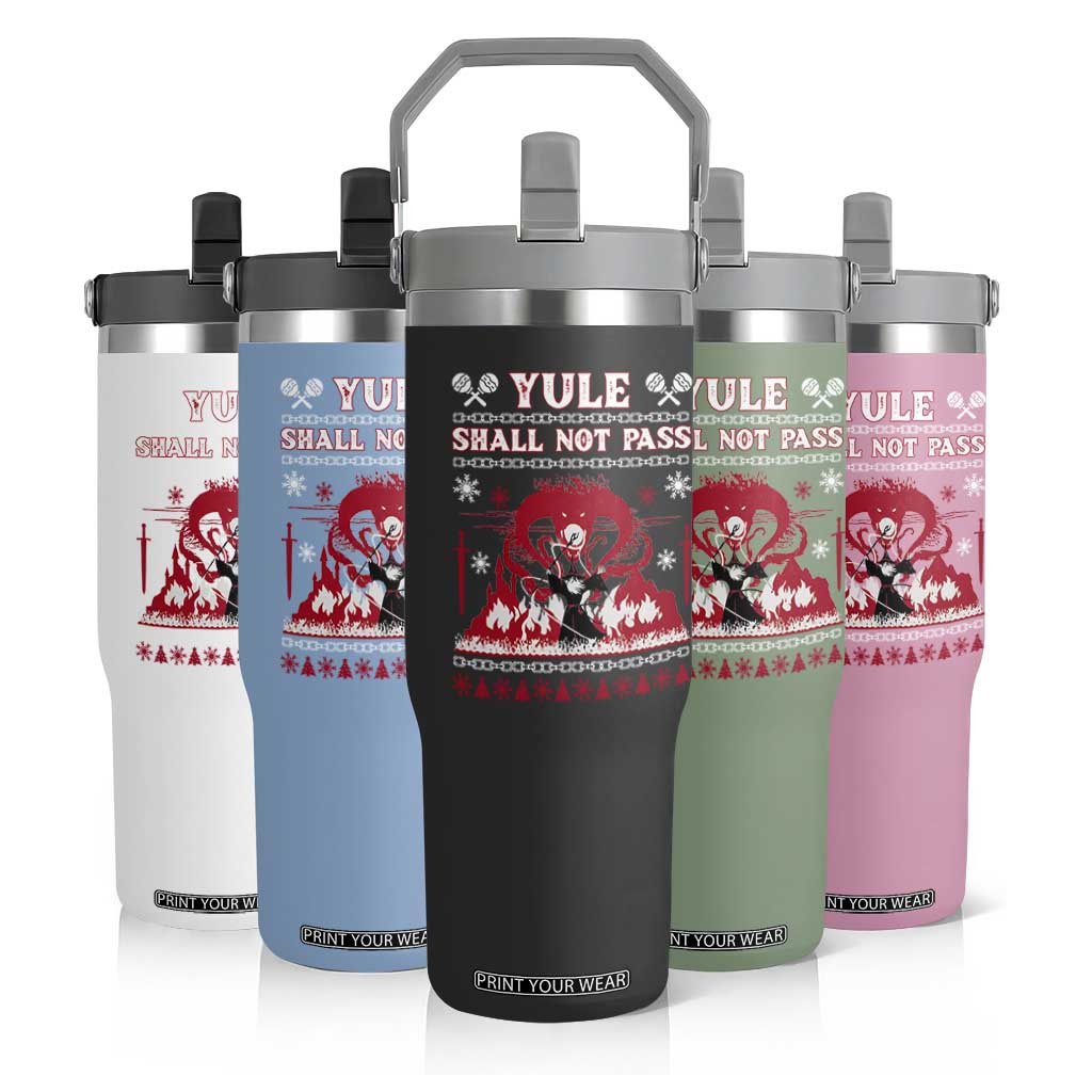 Christmas Yule Shall Not Pass Flip Straw Tumbler Fantasy Movie Ugly Xmas TS10 Print Your Wear