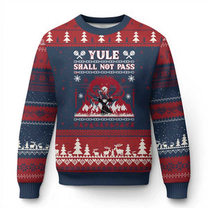 Xmas Yule Shall Not Pass Ugly Christmas Sweater Fantasy Movie Ugly Xmas TS10 Navy Red Print Your Wear