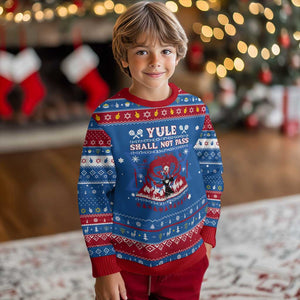 Christmas Yule Shall Not Pass Hanukkah Ugly Sweater Fantasy Movie Ugly Xmas TS10 Blue Red Print Your Wear