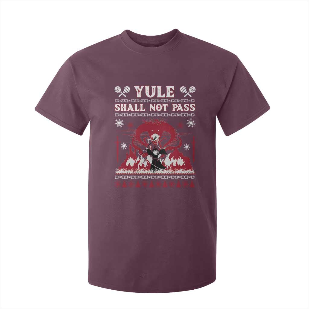 Christmas Yule Shall Not Pass T Shirt For Kid Fantasy Movie Ugly Xmas TS10 Maroon Print Your Wear