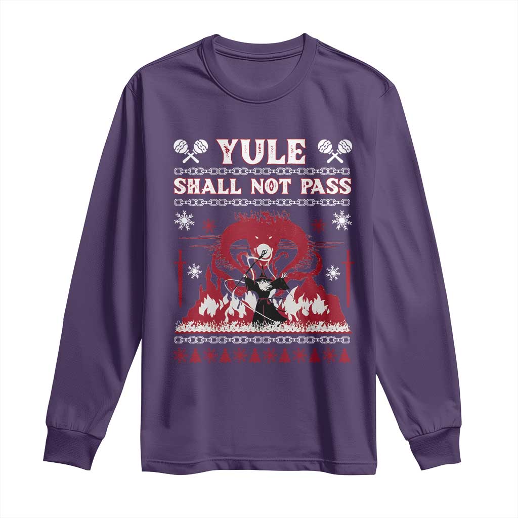 Christmas Yule Shall Not Pass Long Sleeve Shirt Fantasy Movie Ugly Xmas TS10 Purple Print Your Wear