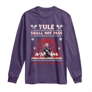 Christmas Yule Shall Not Pass Long Sleeve Shirt Fantasy Movie Ugly Xmas TS10 Purple Print Your Wear