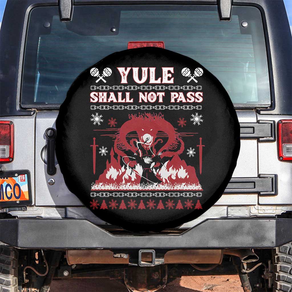 Christmas Yule Shall Not Pass Spare Tire Cover Fantasy Movie Ugly Xmas TS10 No hole Black Print Your Wear