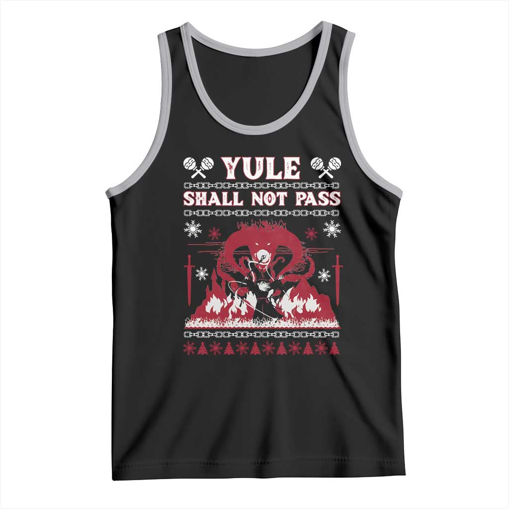 Christmas Yule Shall Not Pass Tank Top Fantasy Movie Ugly Xmas TS10 Black Athletic Heather Print Your Wear