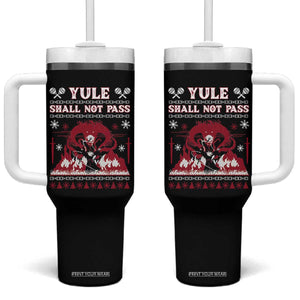 Christmas Yule Shall Not Pass Tumbler With Handle Fantasy Movie Ugly Xmas TS10 One Size: 40 oz Black Print Your Wear